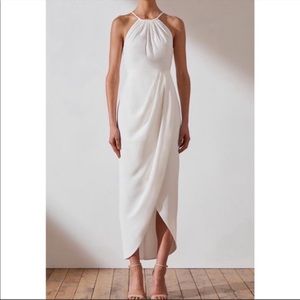 Shona Joy Core High Neck Ruched Dress Ivory Size 2 NEW